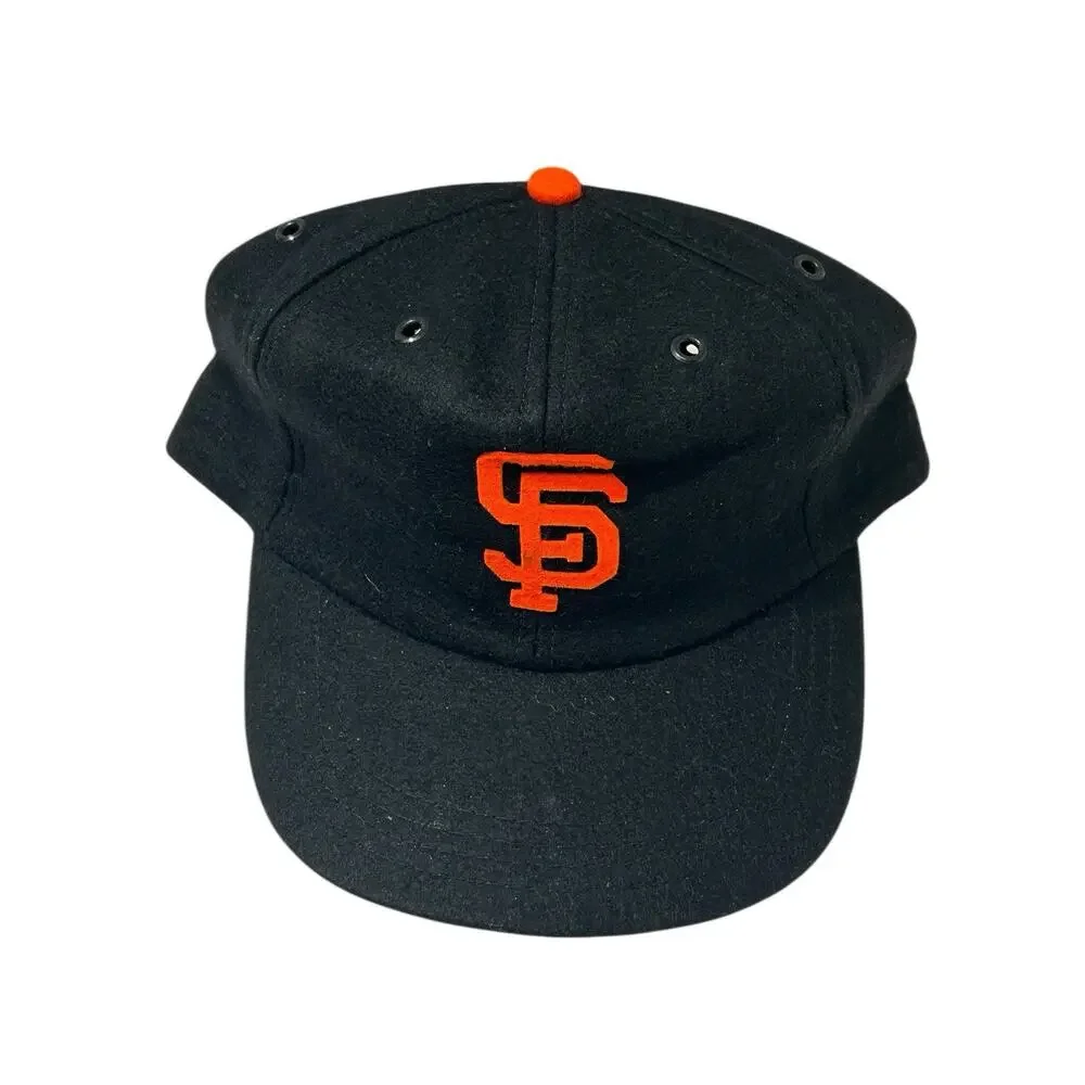 Vintage 60s SF Giants Hat RARE Black 50% Wool %0% Rayon San Francisco USA 7 1/8